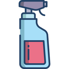 Light Blue Spray Bottle With Pink Liquid And Purple Trigger On A White Background Minimalist Icon Style
