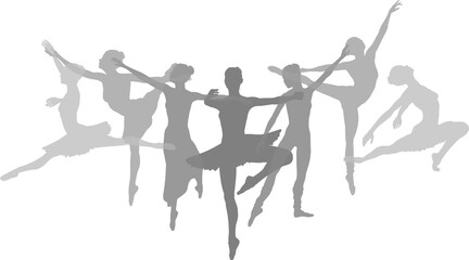 Ballet dancer silhouette ballerina dancers poses woman dancing silhouettes