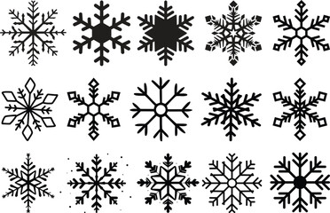 Doodle snowflake. Vector illustration of a snowflake in black and white color.Snowflake Silhouette vector black color and solid white background.Snowflake Silhouette vector black color