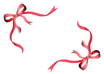 Two elegant red ribbons tied in bows, , a decorative border for text or design
