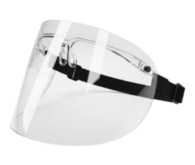 Clear face shield with adjustable strap transparent background cutout png