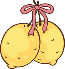 fresh lemon fruit cartoon doodle hand drawn character illustration