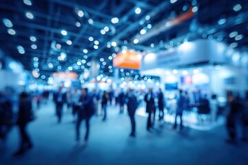 Generative AI : Abstract blurred defocused tradeshow event exhibition business convention show job fair technology expo Organization company trade fair event Marketing advertisement concept