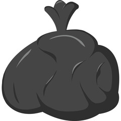 A Full Black Trash Bag Tied At The Top Isolated On A Transparent Background