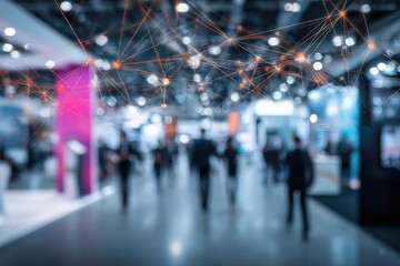 Generative AI : Abstract blurred defocused tradeshow event exhibition business convention show job fair technology expo Organization company trade fair event Marketing advertisement concept