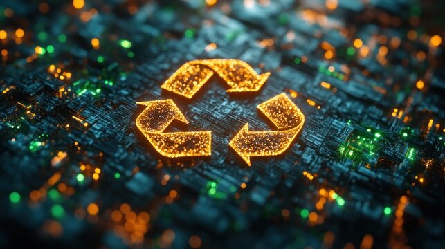 Recycling symbol on a circuit board