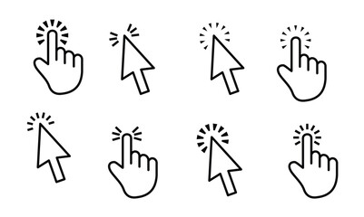 computer mouse click cursor gray arrow icons set and loading icons