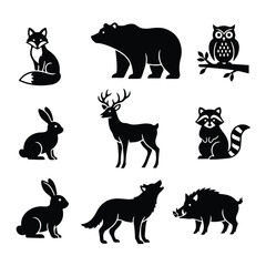 set of animals silhouettes