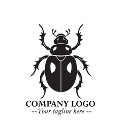 Beetle Logo Symbol in Black on the White Background with Simple Modern Insect Design