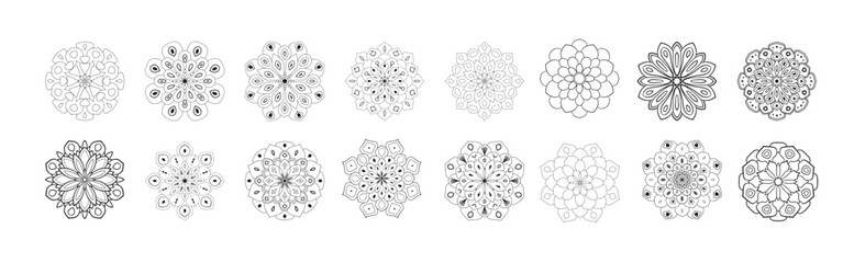 Cute abstract doodle round mandala isolated on white background