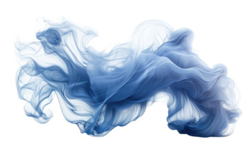Blue and White Abstract Flowing Fabric on Black Backdrop Motion Art Digital Art Ink Effect Silk