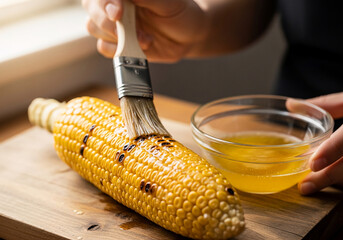 A simple Food Hacks guide to perfect grilled corn, this Quick Recipe involves brushing melted butter on the cob for a delicious side dish
