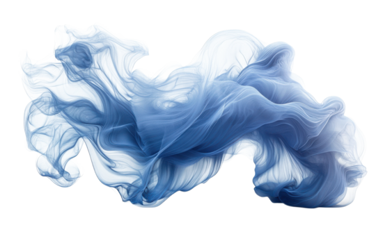Blue and White Abstract Flowing Fabric on Black Backdrop Motion Art Digital Art Ink Effect Silk