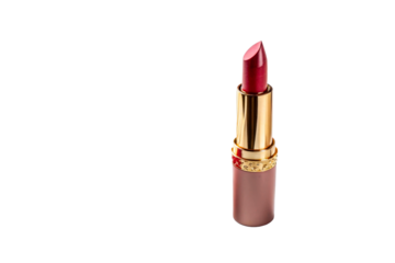 Luxury Red Lipstick With Gold Accents On White Surface