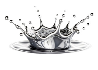 Liquid metal splash with droplets in mid-air