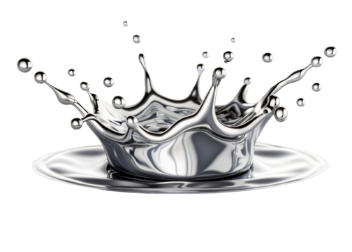 Liquid metal splash with droplets in mid-air