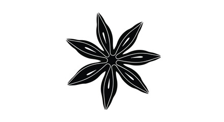 A single, stylized star anise spice on a white background, evoking culinary aroma and flavor.