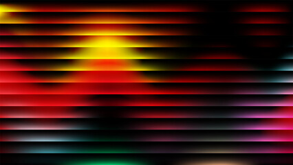 Vertical abstract spectrum of red and yellow light bars on a dark background. Sound equalizer effect.