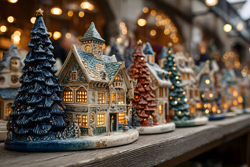 Fototapeta premium christmas decoration tree in the shop, winter street market in Europe