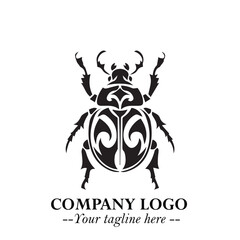 Beetle Logo Symbol in Black on the White Background with Simple Modern Insect Design
