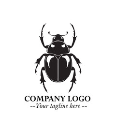 Beetle Logo Symbol in Black on the White Background with Simple Modern Insect Design