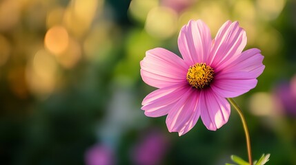 Obraz premium Soft pink cosmos flower in warm sunlight