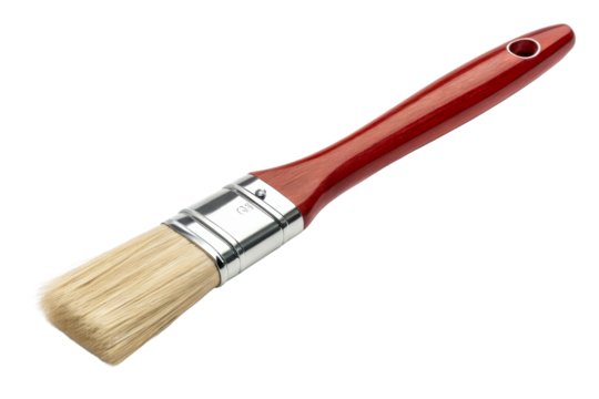 Paint Brush with Red Handle and Metal Ferrule