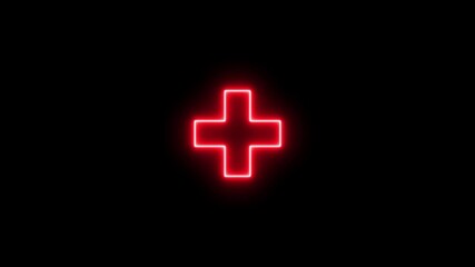 Neon line plus symbol icon simple positive plus icon animation. Business counting add motion. positive technology sign.  medical cross icon animation, neon plus sign icon, Plus neon sign.