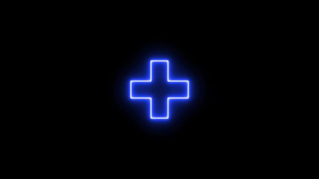 Neon line plus symbol icon simple positive plus icon animation. Business counting add motion. positive technology sign.  medical cross icon animation, neon plus sign icon, Plus neon sign.