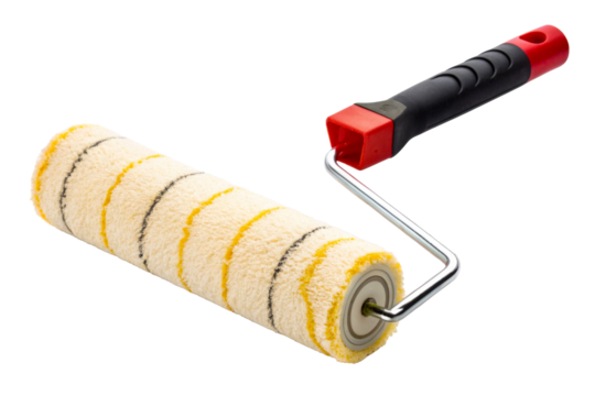 Paint Roller Tool with Textured Yellow and Black Stripes