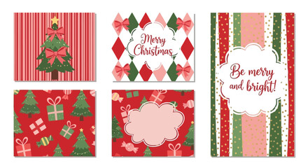Festive Christmas Card Designs with Trees, Gifts, and Cheerful Greetings © Fahmi