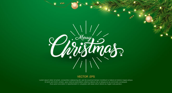 Realistic Merry Christmas and Happy New Year background with Christmas elements decoration