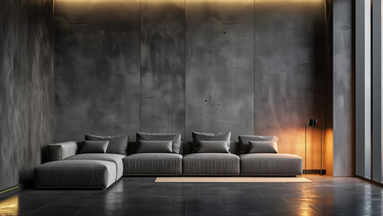 Sleek contemporary bedroom with neutral colors, accent lighting, and wooden flooring — 3D visualization