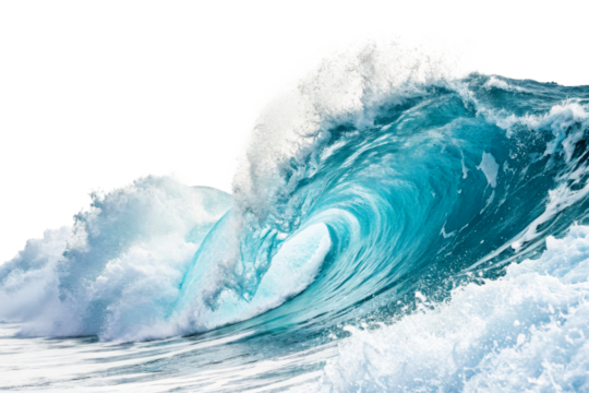 Powerful ocean wave curling and crashing with white foam