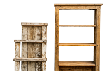 Wooden Shelf Unit and Vertical Wooden Panels