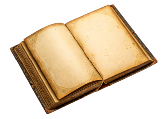 Old Open Book With Aged Pages and Ornate Cover