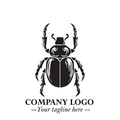 Beetle Logo Symbol in Black on the White Background with Simple Modern Insect Design