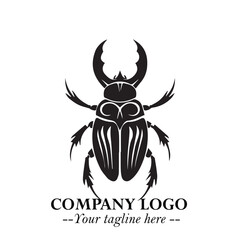 Beetle Logo Symbol in Black on the White Background with Simple Modern Insect Design