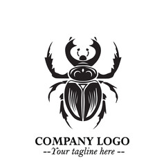 Beetle Logo Symbol in Black on the White Background with Simple Modern Insect Design