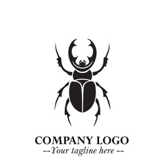 Beetle Logo Symbol in Black on the White Background with Simple Modern Insect Design