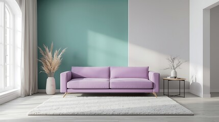 Fototapeta premium Minimalist, Cozy and modern living room interior design