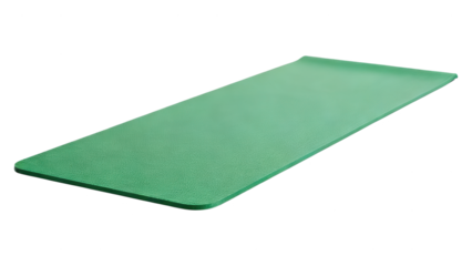 Clean green yoga mat with textured surface, flexible and lightweight, suitable for exercise, stretching, fitness, and meditation activities