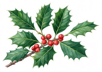 A Traditional Symbol of Holiday Cheer the Evergreen Holly with its Glossy Leaves and Bright Red Berries is a Classic Christmas Decoration