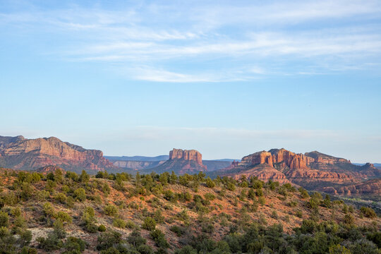 Red Rock high desert landscape in golden hour light