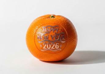 Bright Orange with New Year 2026 Ornamental Graphic Design for Greetings and Festive Season in Studio Shot
