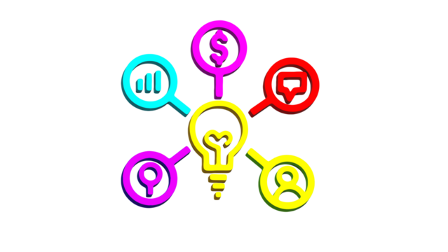 Light Bulb with Business Strategy Icons png transparent 
