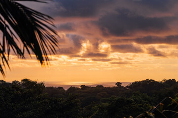 Sunset over rainforest and Pacific Ocean, Uvita, Costa Rica