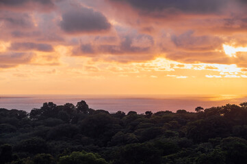 Sunset over the Rainforest, Pacific Ocean in Uvita, Costa Rica
