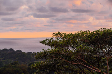 Sunset View over Rainforest and Pacific Ocean near Uvita, Costa Rica