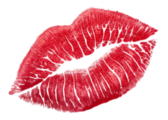 Red Lipstick Kiss Mark on White Background